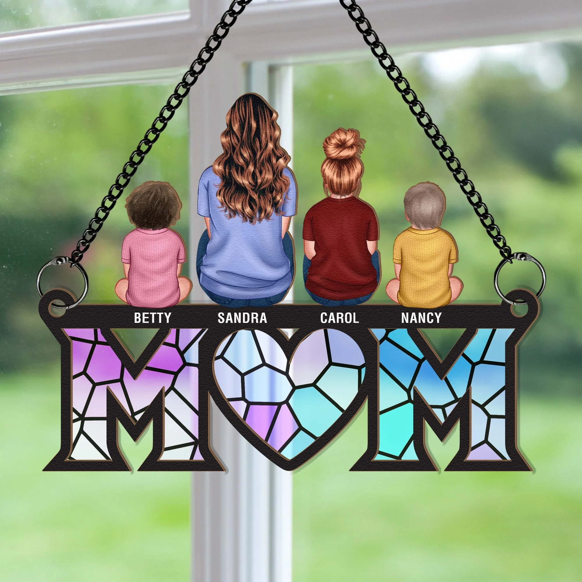 Custom Wood & Acrylic Ornament with Heartwarming Mother-Kids Design - Image 9