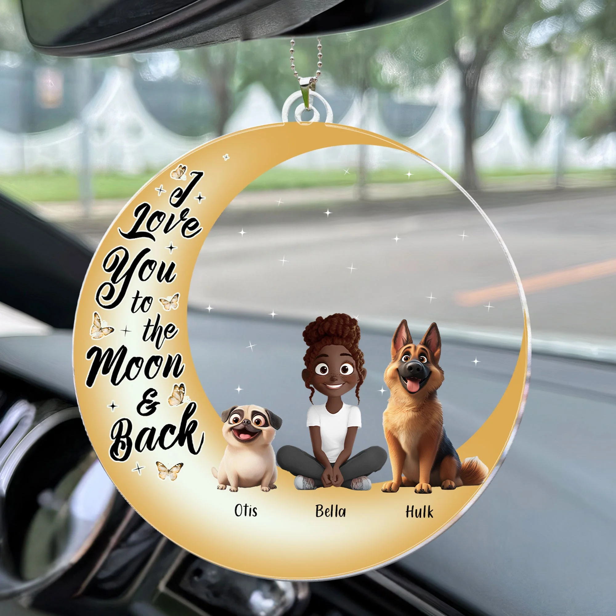 I Love You to the Moon and Back – Custom Acrylic Ornament Featuring You and Your Dog – Perfect Gift for Valentine’s Day or Pet Families - Image 7