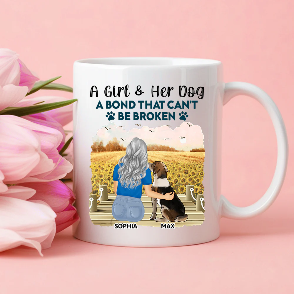 A Girl & Her Dog - A Bond That Can't Be Broken, Custom Ceramic Mug, Perfect Gift for Dog Lovers - Personalized Mug – Ideal Gift Choice! - Image 3