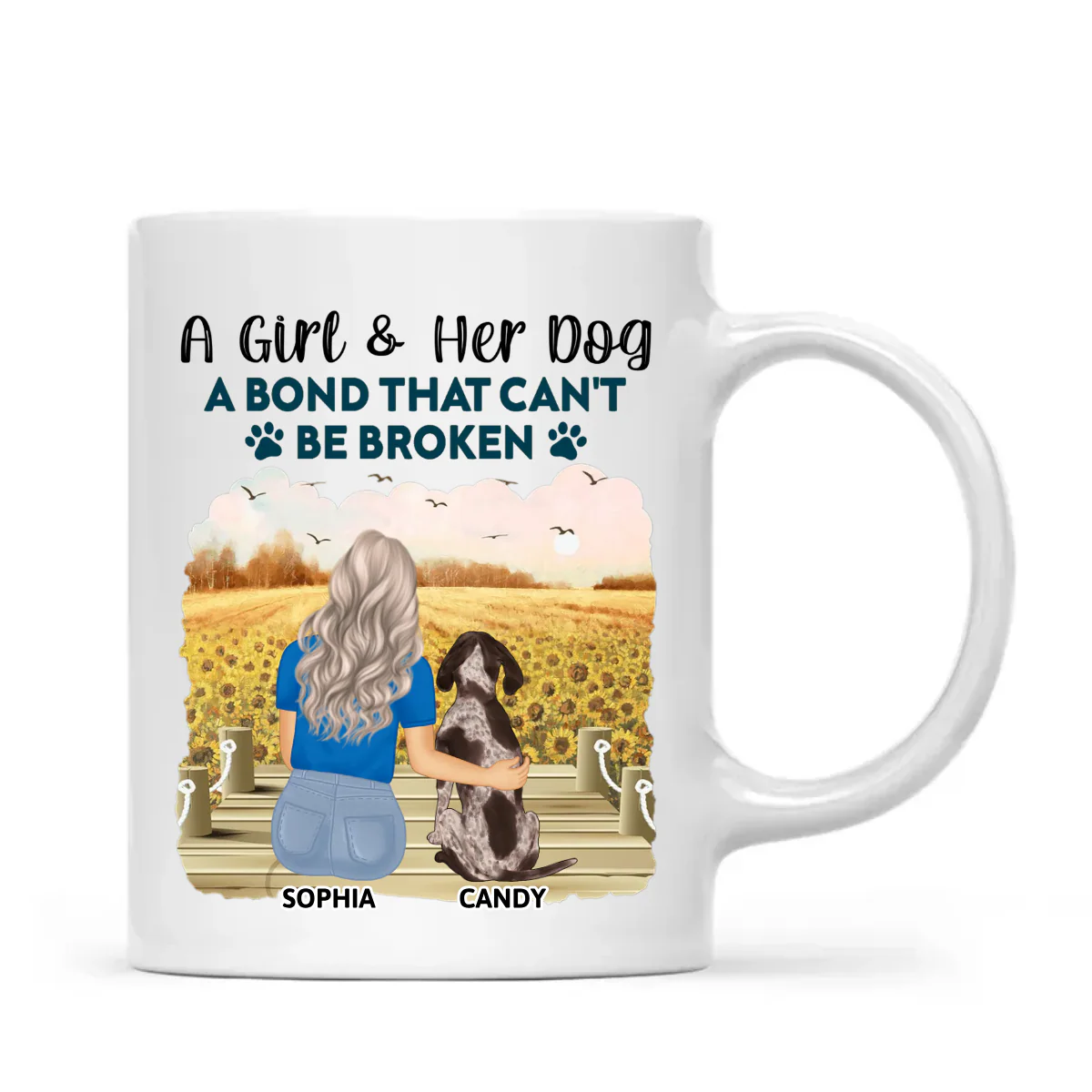 A Girl & Her Dog - A Bond That Can't Be Broken, Custom Ceramic Mug, Perfect Gift for Dog Lovers - Personalized Mug – Ideal Gift Choice! - Image 6
