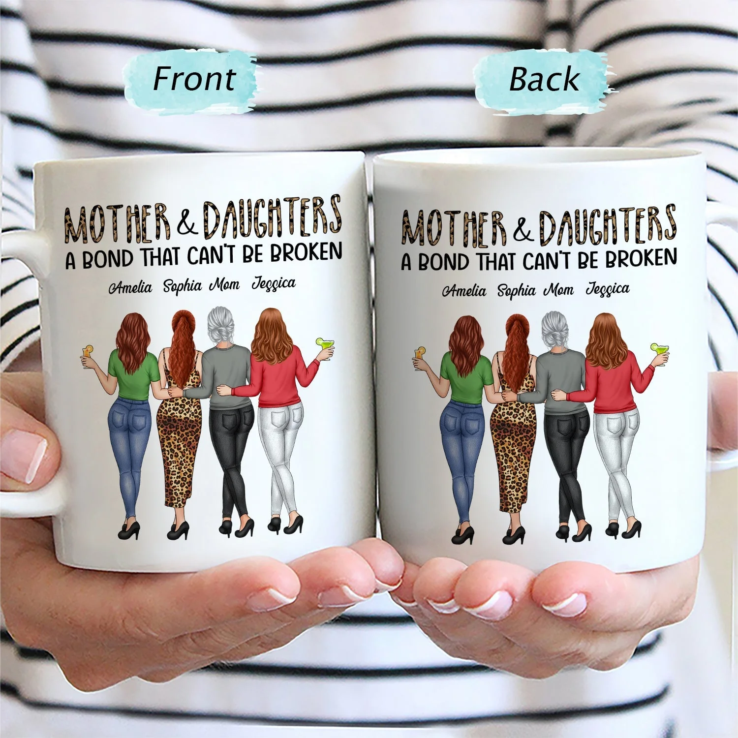 Mother & Daughter - A Bond That Can't Be Broken, Custom Ceramic Mug, Perfect Gift for Mom or Daughter - Personalized Mug to Celebrate the Special Bond! - Image 6