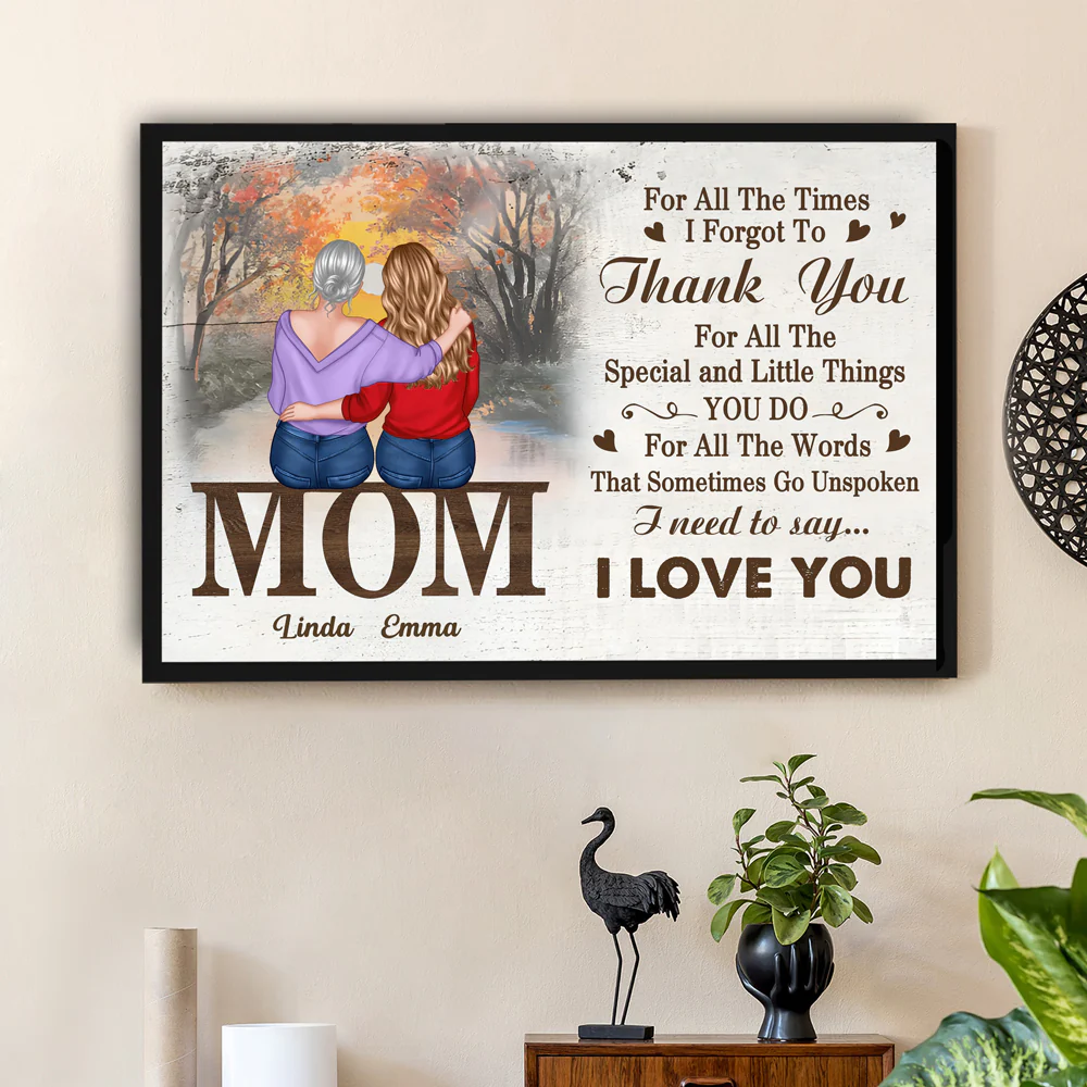 Grateful Love – Custom Poster Featuring a Heartwarming Moment with Mother and Daughter – Ideal Gift for Mother’s Day or Family Celebrations