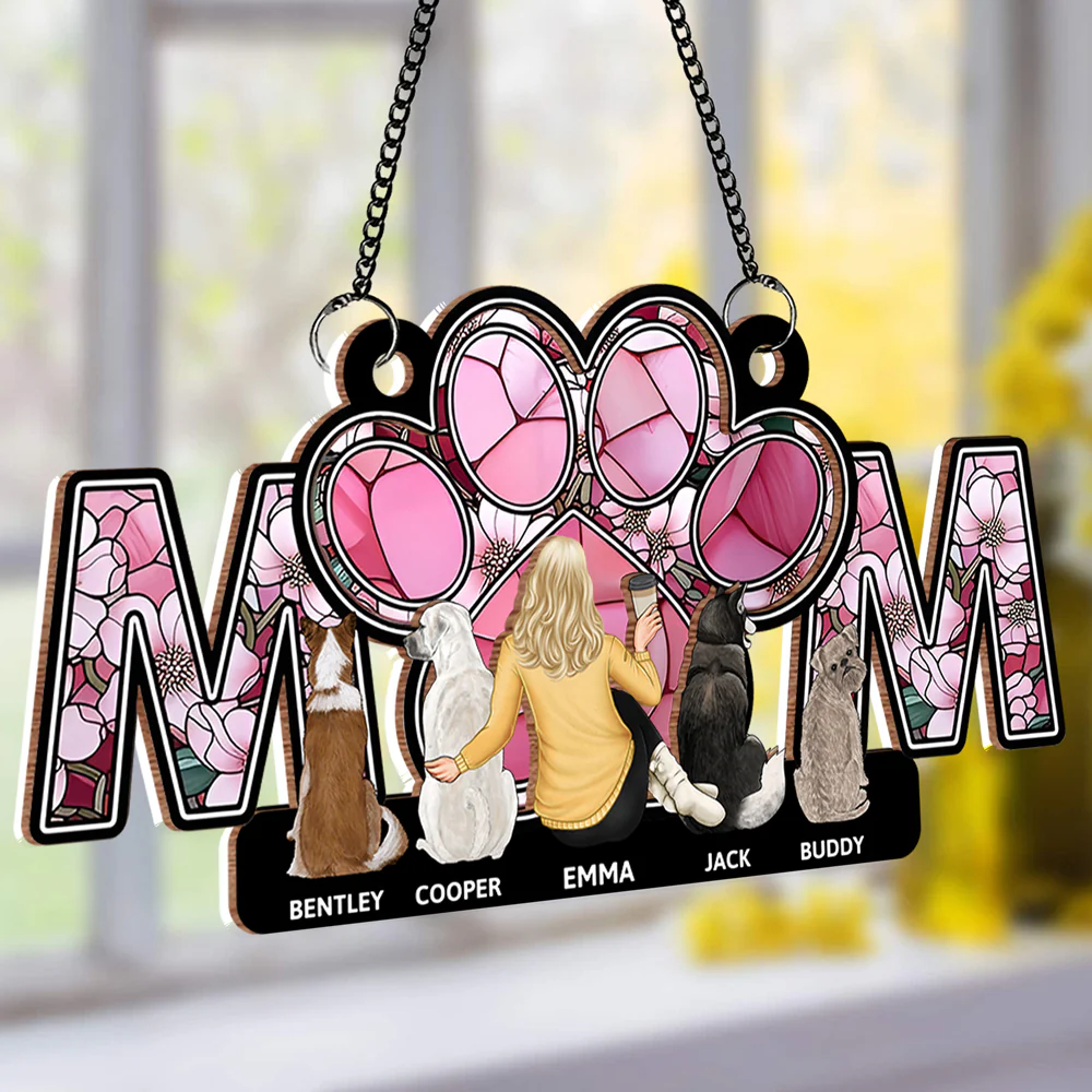 Personalized Wood and Acrylic Layered Ornament – MOM Design with Custom Names and Pet Details, Perfect Mother’s Day Gift for Pet-Loving Moms, A Unique and Sentimental Home Decor Keepsake - Image 2