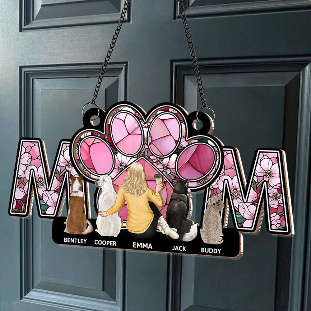 Personalized Wood and Acrylic Layered Ornament – MOM Design with Custom Names and Pet Details, Perfect Mother’s Day Gift for Pet-Loving Moms, A Unique and Sentimental Home Decor Keepsake - Image 4