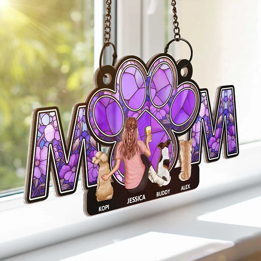 Personalized Wood and Acrylic Layered Ornament – MOM Design with Custom Names and Pet Details, Perfect Mother’s Day Gift for Pet-Loving Moms, A Unique and Sentimental Home Decor Keepsake - Image 7