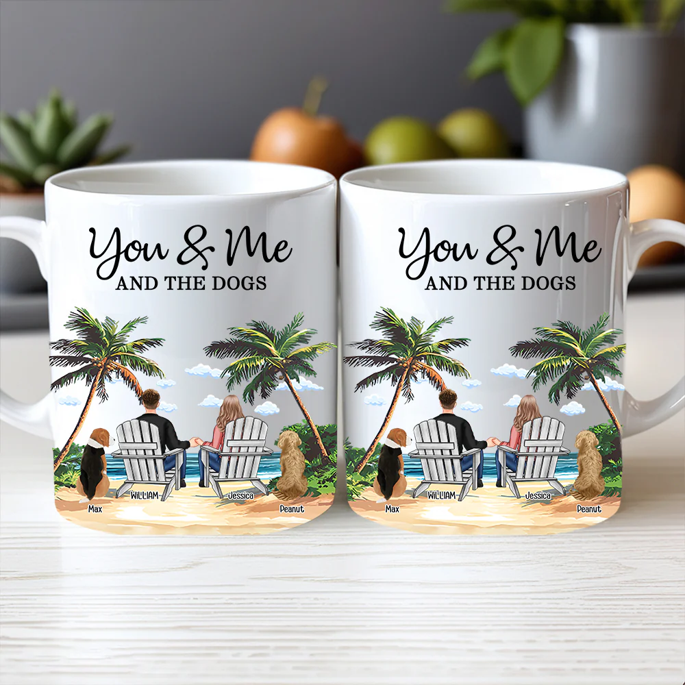Personalized White Ceramic Mug – You & Me and the Dogs, Custom Mug for Couples with Their Dogs, Perfect Gift for Dog Lovers, - Image 3