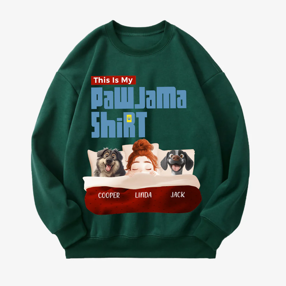 Custom Pawjama Shirt for Couples – Featuring Pets and Their Names, Ideal for Valentine’s Day or Special Occasions, Available in Classic Tee, Women Tee, Hoodie, and Sweatshirt - Image 5