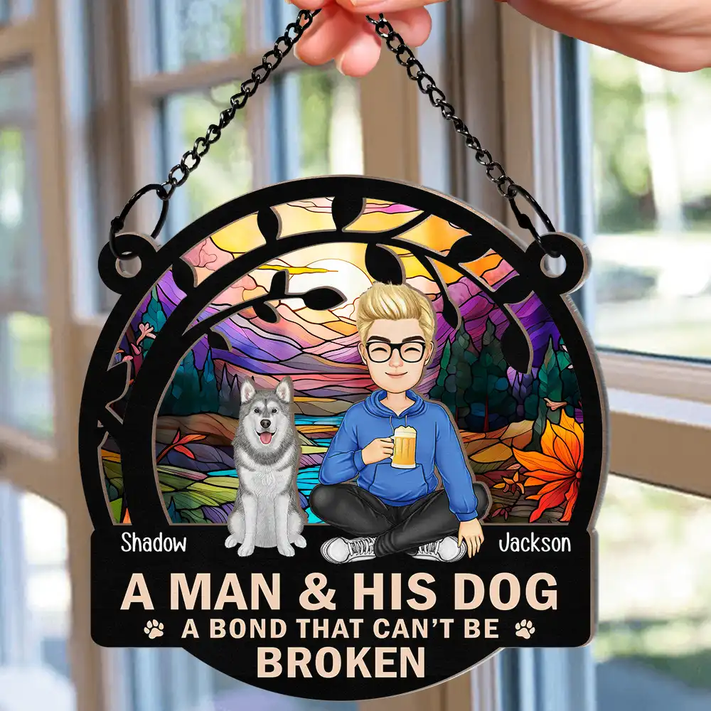 Personalized Wood and Acrylic Layered Ornament – A Girl & Her Dog, Custom Design with Starry Background and Pet Details, Sentimental Gift for Pet Lovers and Dog Moms, Perfect for Home Decor - Image 8