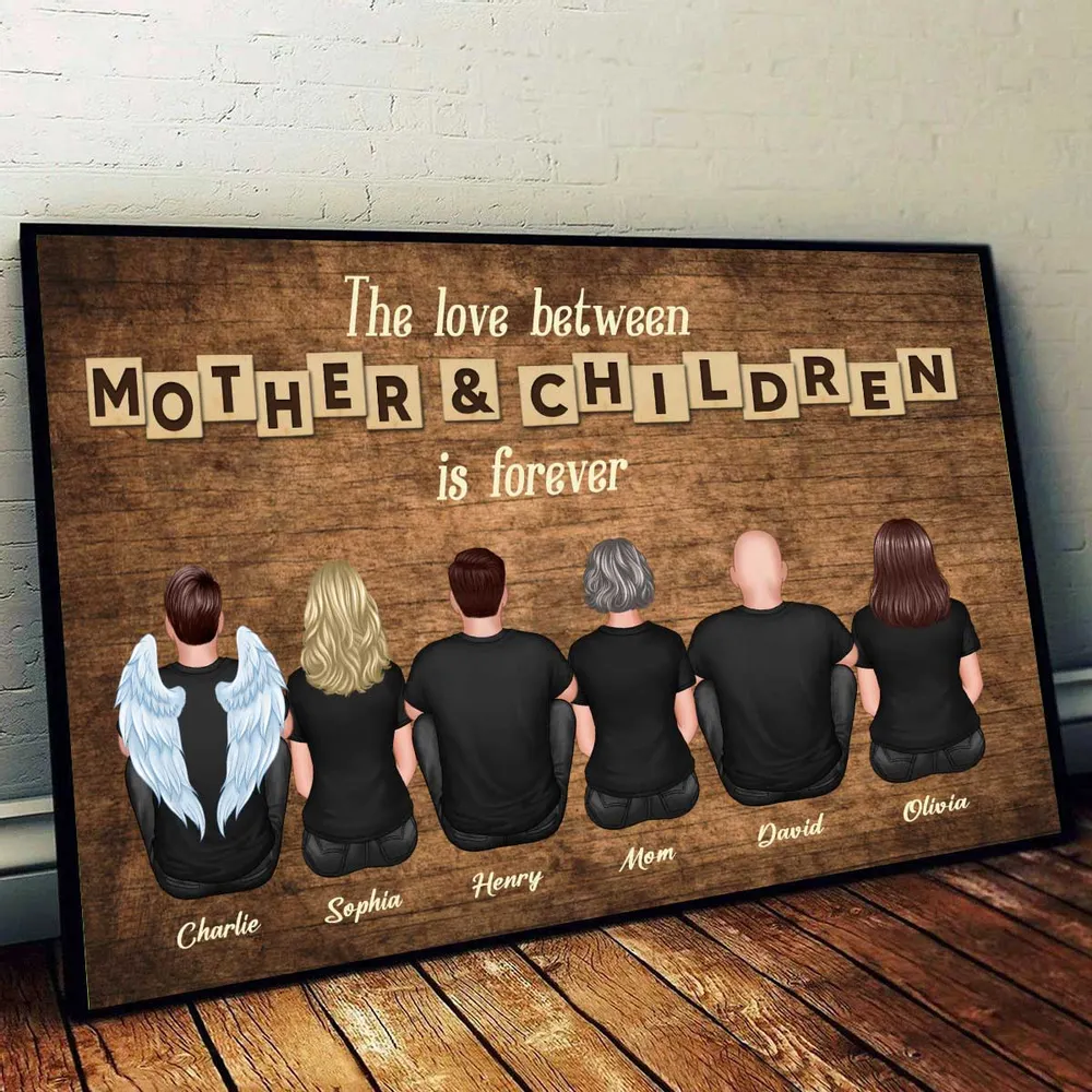The Love Between Mother & Children is Forever’ Design with Family Illustration, Custom Plaque, Ornament, Pillow, Sign, Heartfelt Gift For Mothers or Families - Image 4