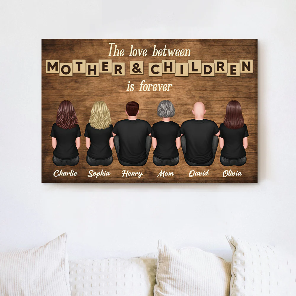 The Love Between Mother & Children is Forever’ Design with Family Illustration, Custom Plaque, Ornament, Pillow, Sign, Heartfelt Gift For Mothers or Families - Image 6