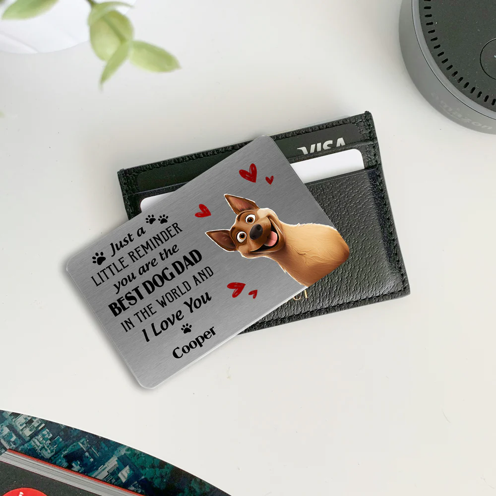 Customized Metal Wallet Card for Dog Dads – A Special Gift for Dog Lovers with Heartwarming Message and Husky Image - Image 3