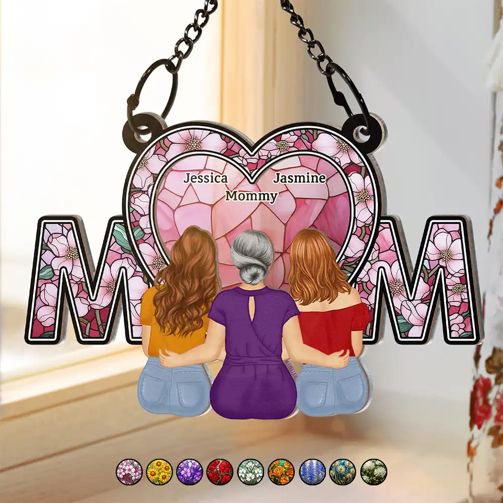 Wood and Acrylic Layered MOM Ornament – Heartwarming Custom Keepsake for Mom with Stained Glass Effect - Image 6