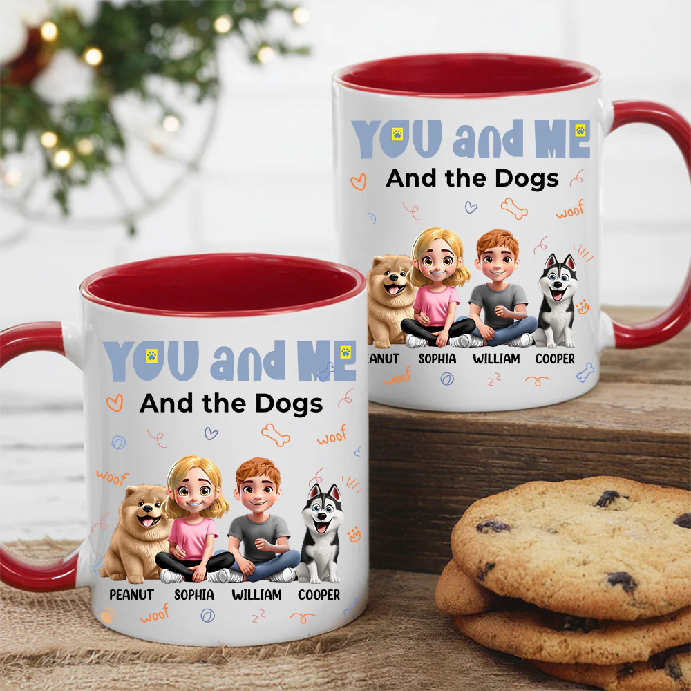 You and Me and the Dogs - Personalized Ceramic Mug for Couples & Dog Lovers, Cute Custom Gift for Valentine's Day & Anniversaries - Image 4
