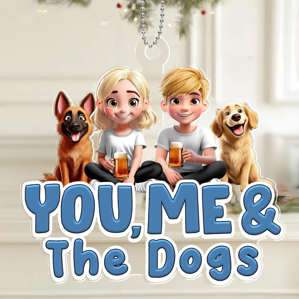 Personalized Acrylic Car Hanger for Couples & Dogs - Image 4