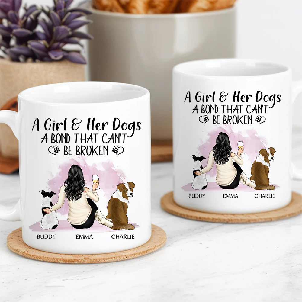 A Girl & Her Dogs – A Heartwarming Bond with Custom Names, Perfect Gift for Dog Lovers,for Mother’s Day or Birthday - Image 2