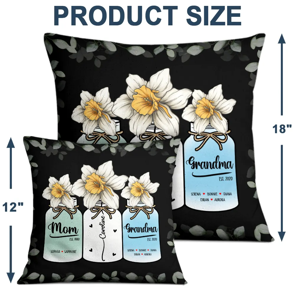 Personalized Family Square Pillow – Custom Name & Birth Flower Design for Mom & Grandma, Sentimental Home Decor, Cozy Cushion Gift - Image 6