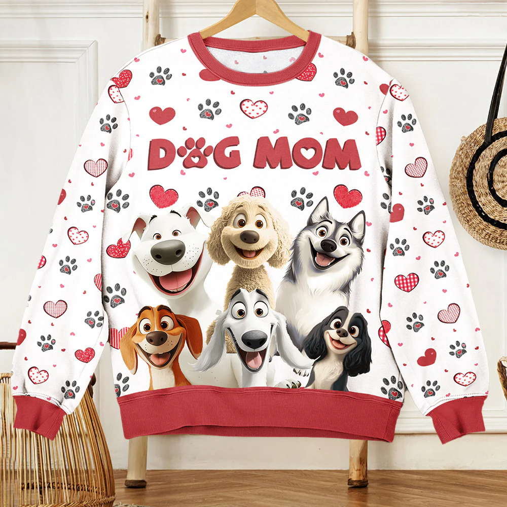 Dog Mom Cozy Sweatshirt - Pet Parent Winter Gift, Canine Print - Image 3
