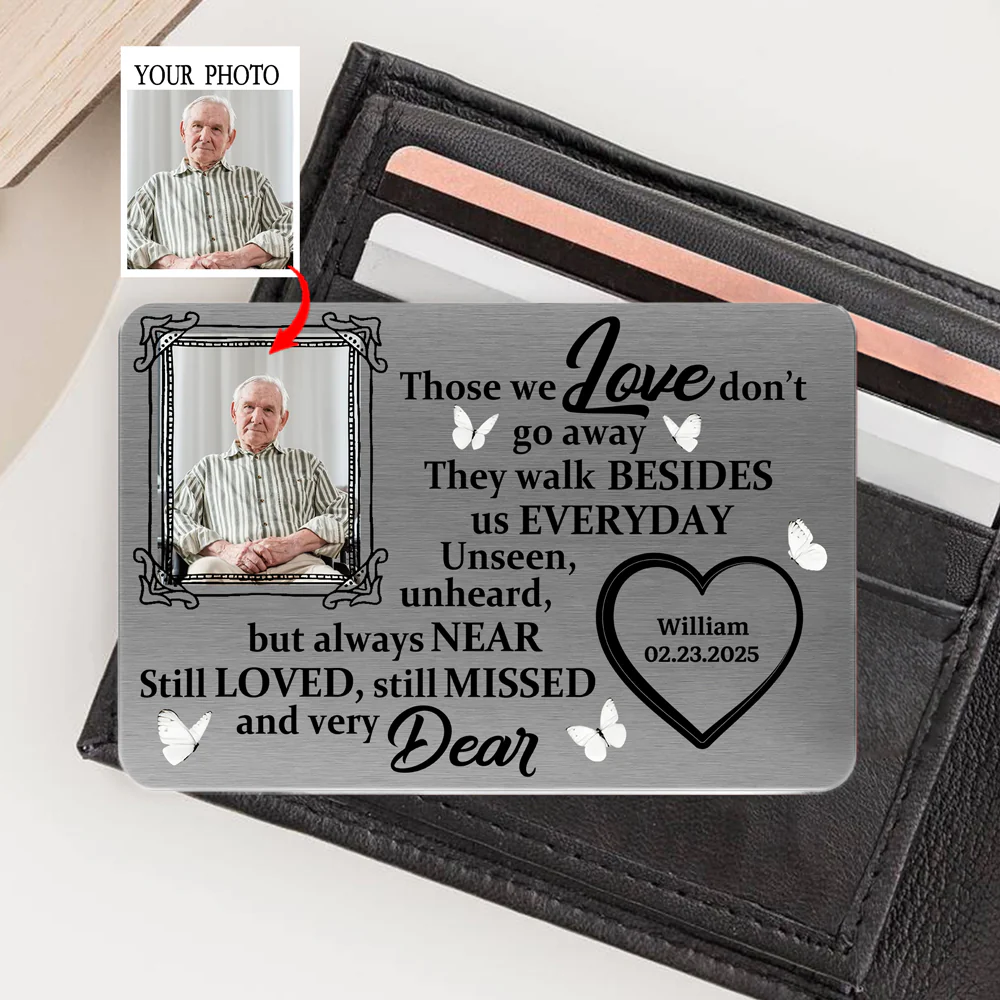 Custom Photo Wallet Card – Personalized Memorial Keepsake Metal Card - Image 2