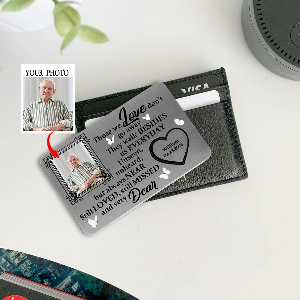 Custom Photo Wallet Card – Personalized Memorial Keepsake Metal Card - Image 3