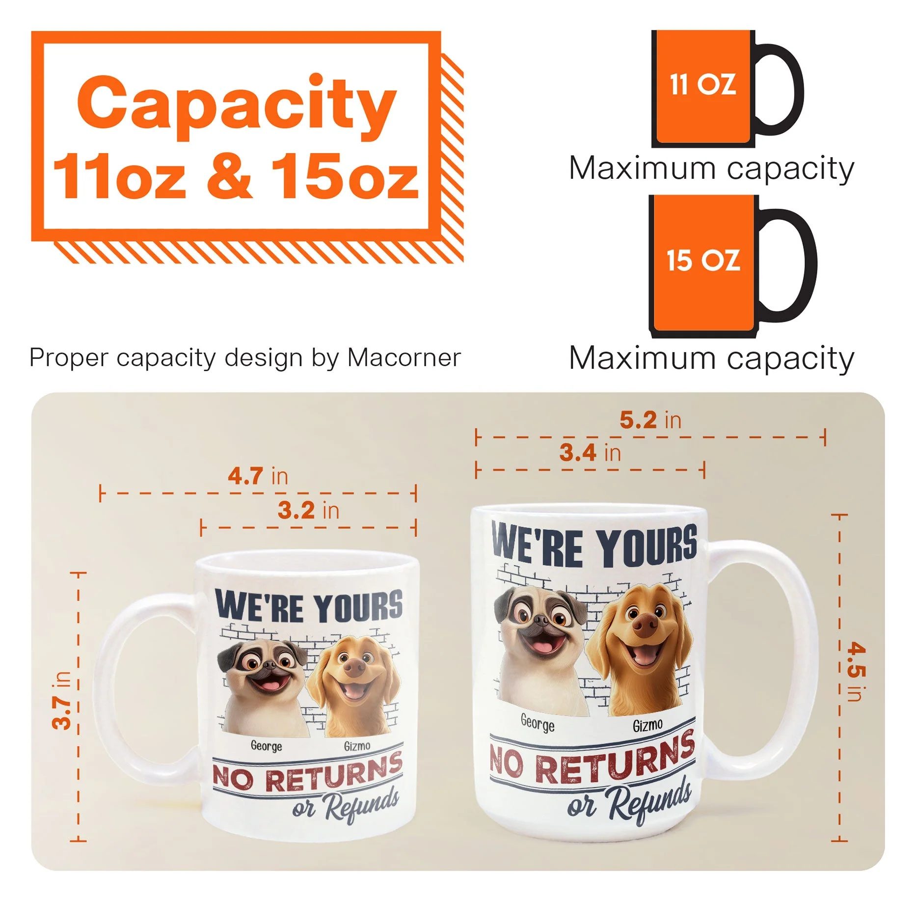 Dog Lovers' Personalized Mug – No Returns Design, Gift for Couples - Image 4