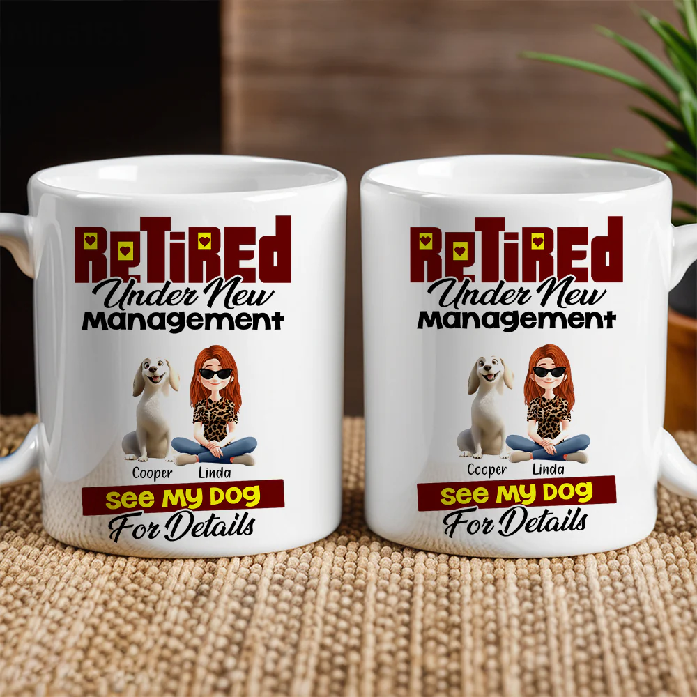 Custom Dog Lover Mug - Retirement-Themed Personalized Cup Featuring Pets and Owner, Funny Gift for Dog Moms & Dads - Image 2
