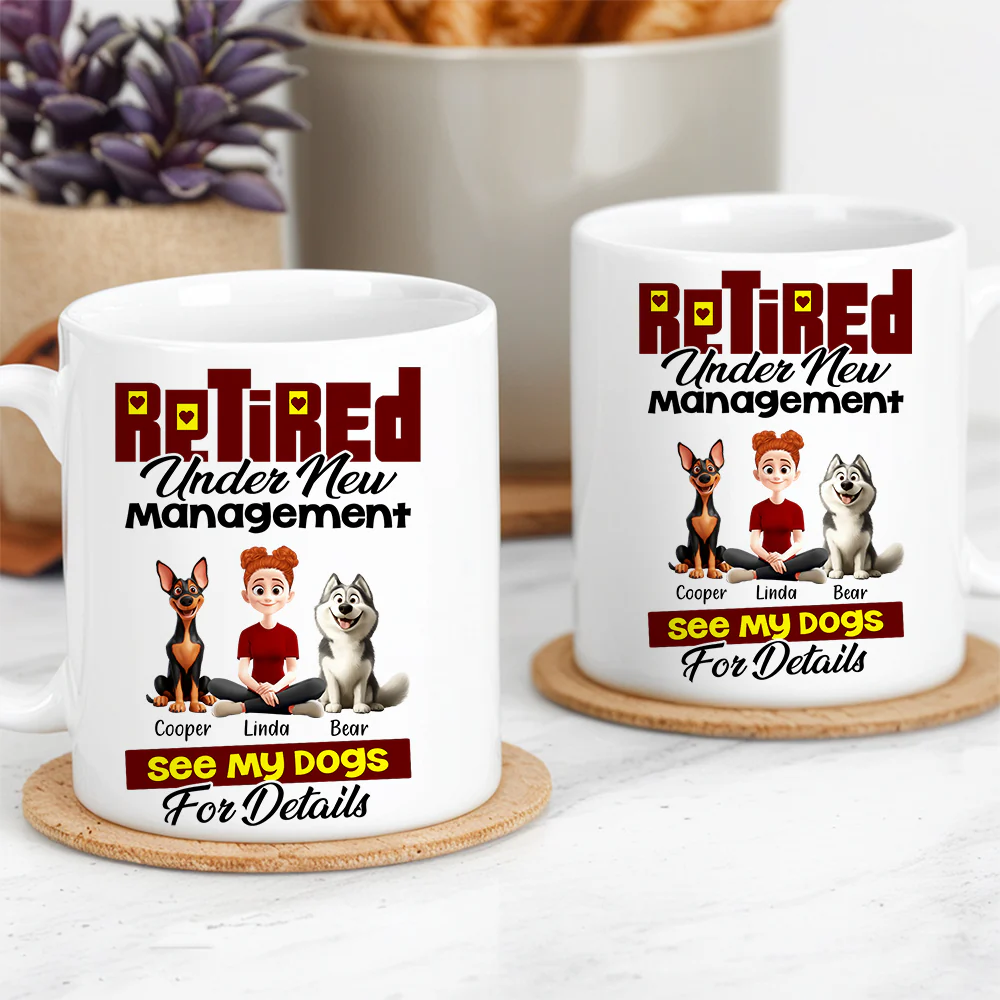 Custom Dog Lover Mug - Retirement-Themed Personalized Cup Featuring Pets and Owner, Funny Gift for Dog Moms & Dads - Image 3