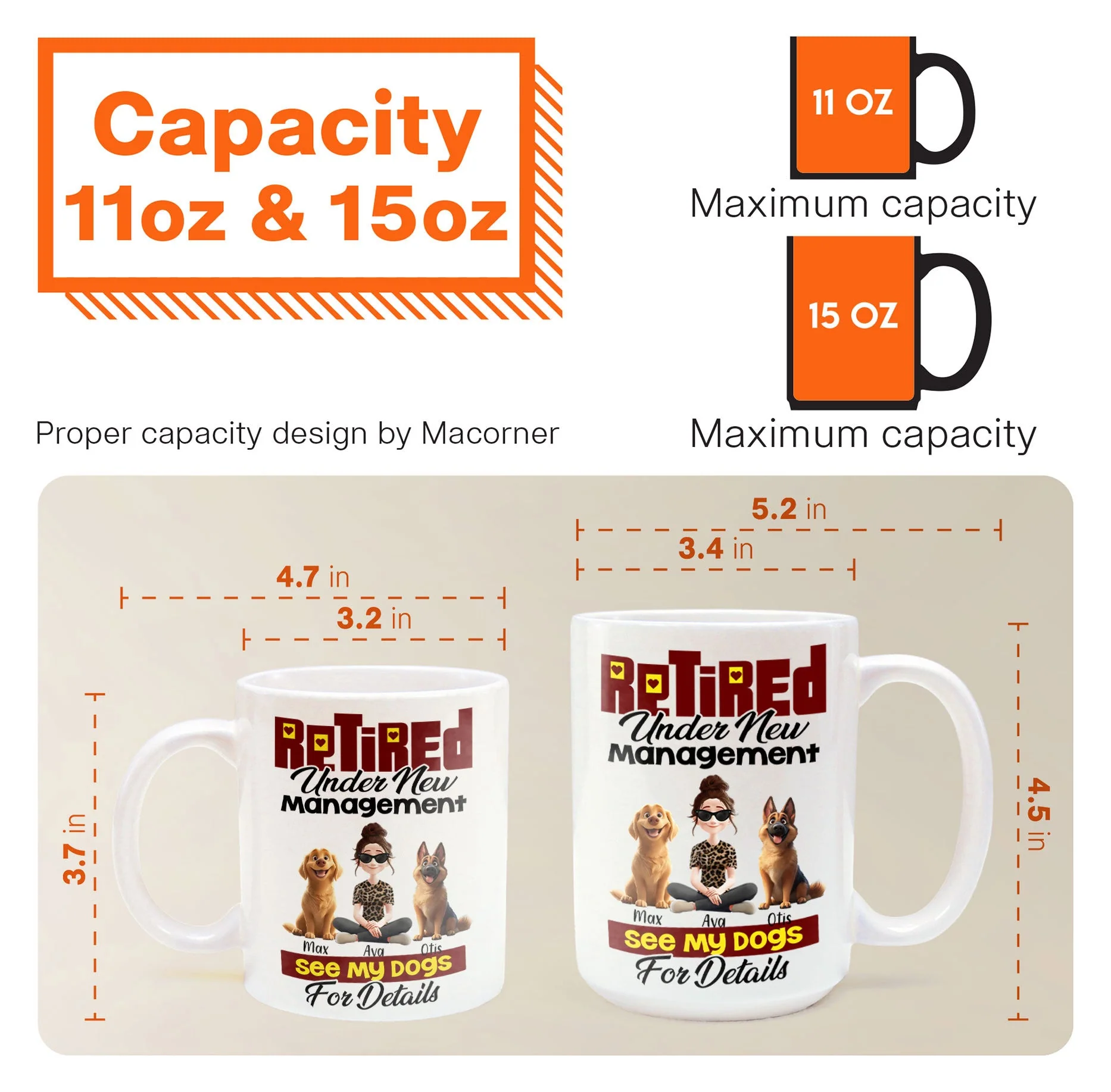 Custom Dog Lover Mug - Retirement-Themed Personalized Cup Featuring Pets and Owner, Funny Gift for Dog Moms & Dads - Image 4