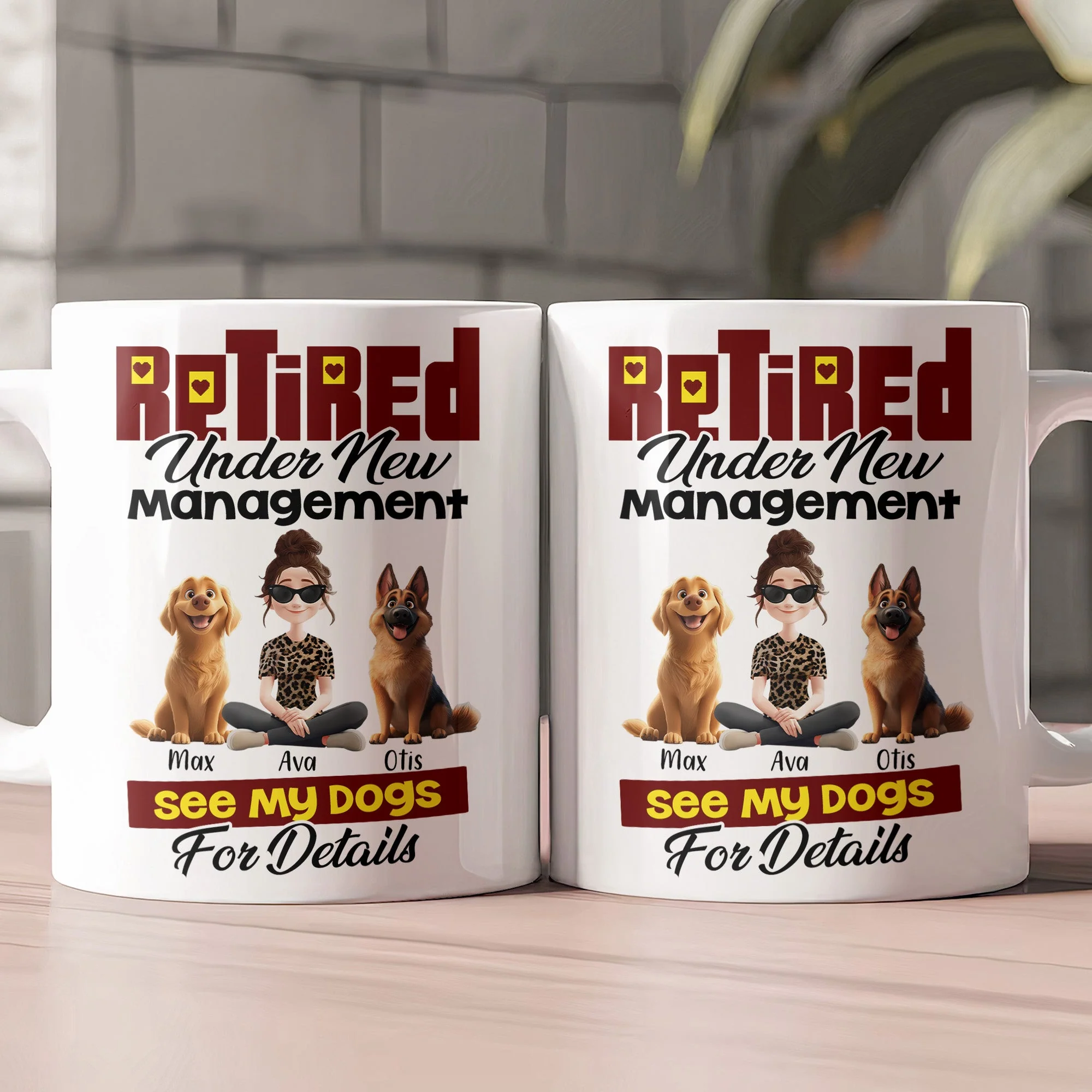 Custom Dog Lover Mug - Retirement-Themed Personalized Cup Featuring Pets and Owner, Funny Gift for Dog Moms & Dads - Image 6