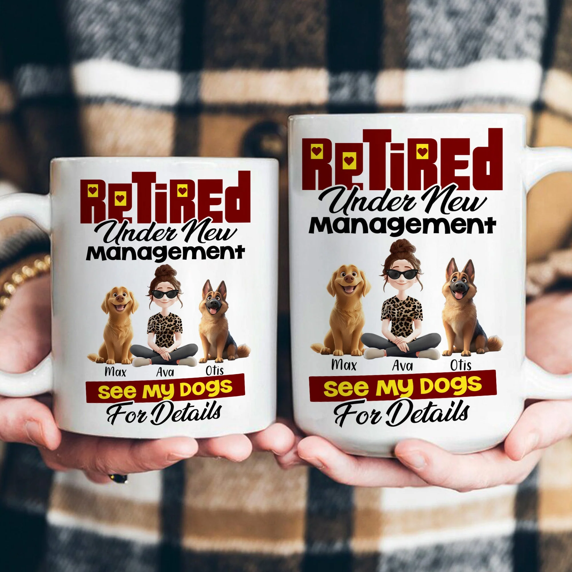 Custom Dog Lover Mug - Retirement-Themed Personalized Cup Featuring Pets and Owner, Funny Gift for Dog Moms & Dads - Image 8