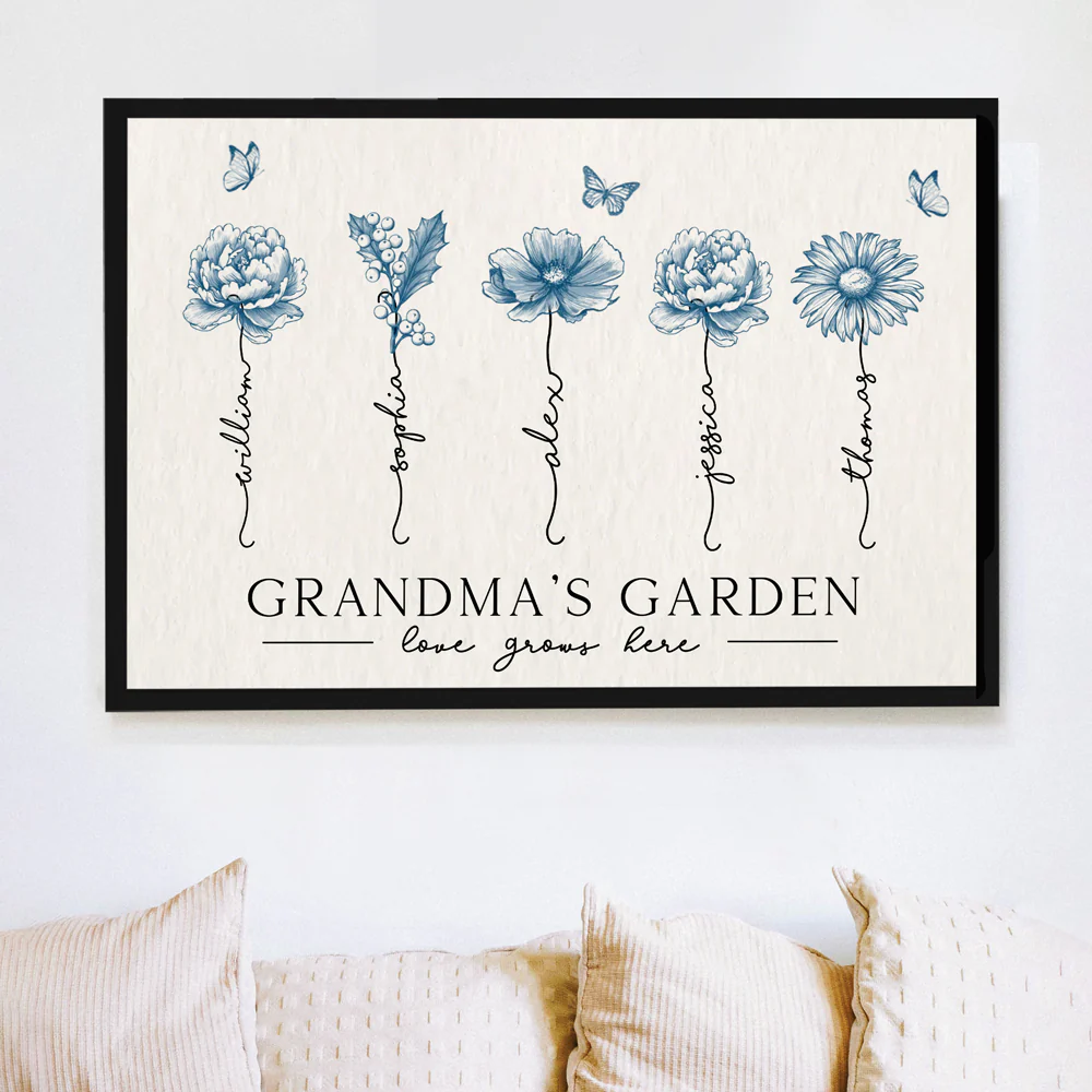 Personalized Grandma’s Garden Poster – Birth Month Flower Art with Grandkids' Names, Perfect  Gift for Mother or Grandma - Image 2