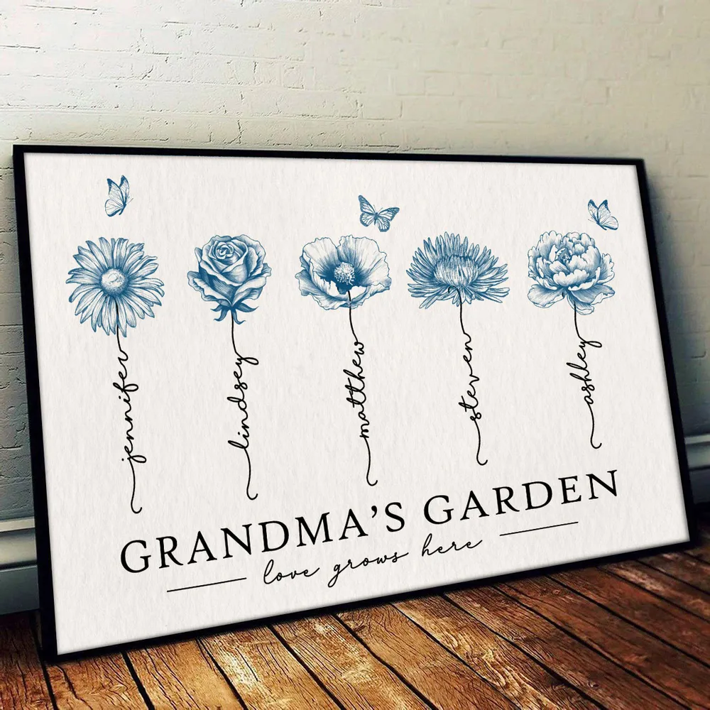 Personalized Grandma’s Garden Poster – Birth Month Flower Art with Grandkids' Names, Perfect  Gift for Mother or Grandma - Image 3