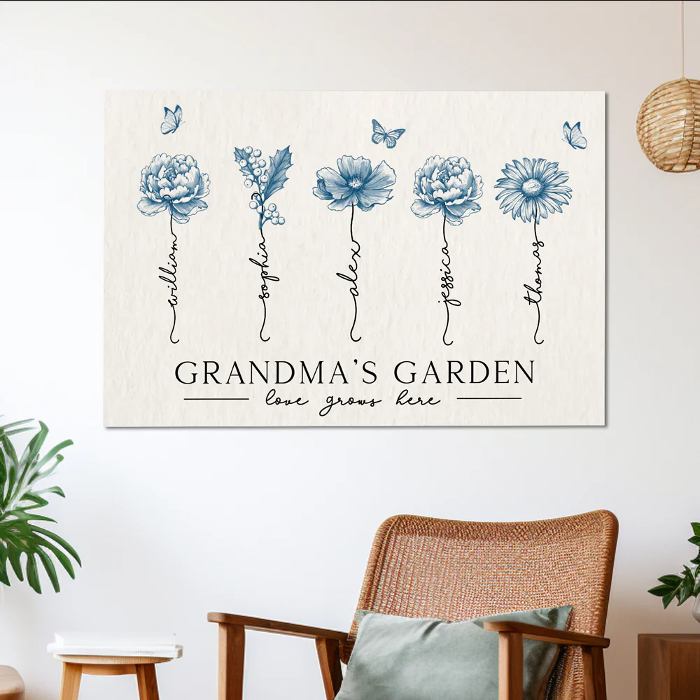 Personalized Grandma’s Garden Poster – Birth Month Flower Art with Grandkids' Names, Perfect  Gift for Mother or Grandma - Image 4