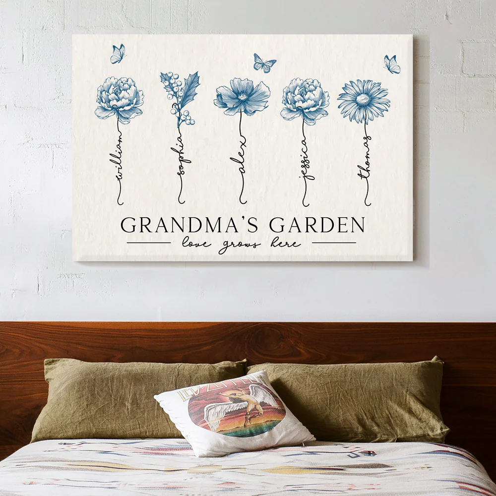 Personalized Grandma’s Garden Poster – Birth Month Flower Art with Grandkids' Names, Perfect  Gift for Mother or Grandma - Image 5