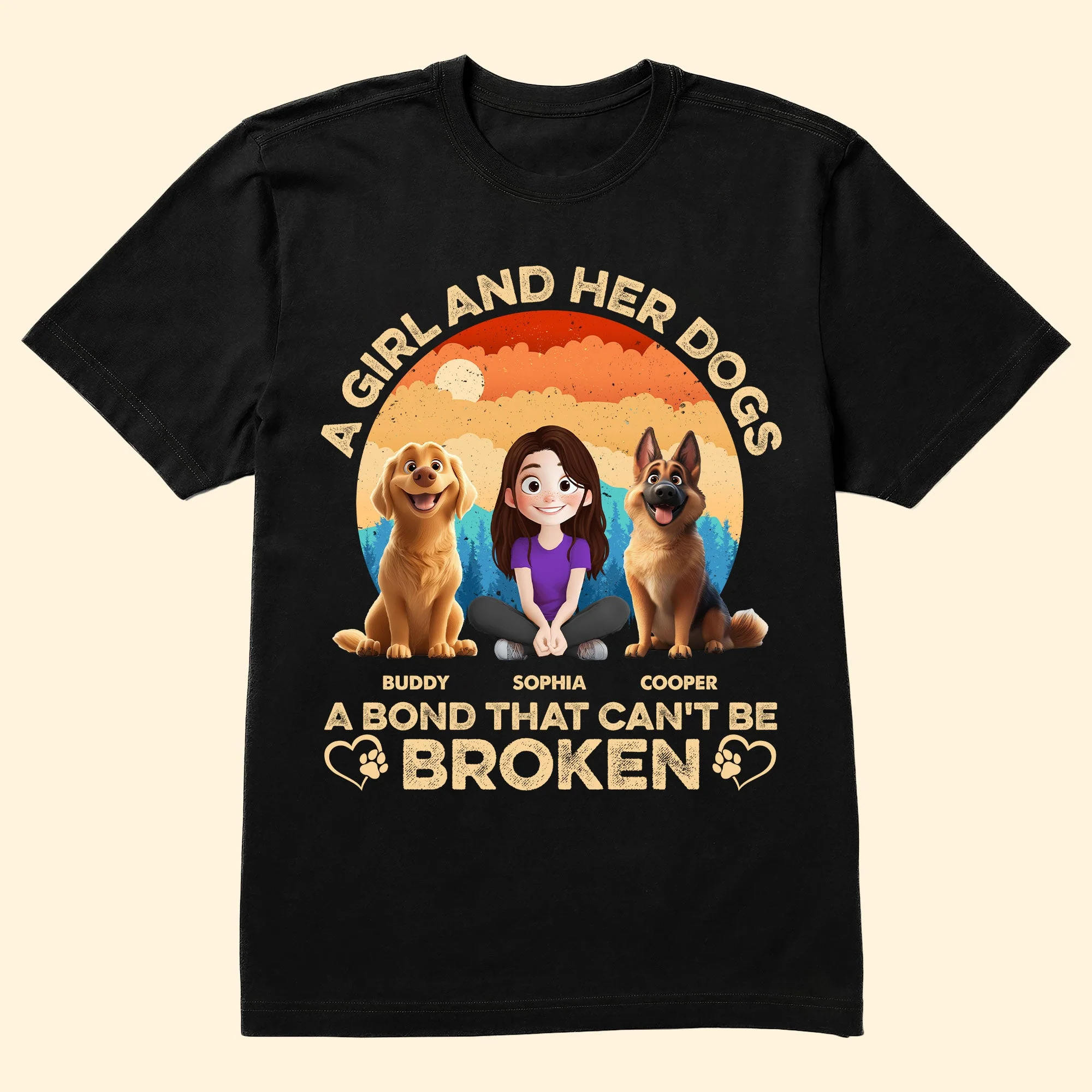 A Bond That Can’t Be Broken - Customizable Classic Tee for Dog Lovers, Featuring Dogs and Their Names - Image 6