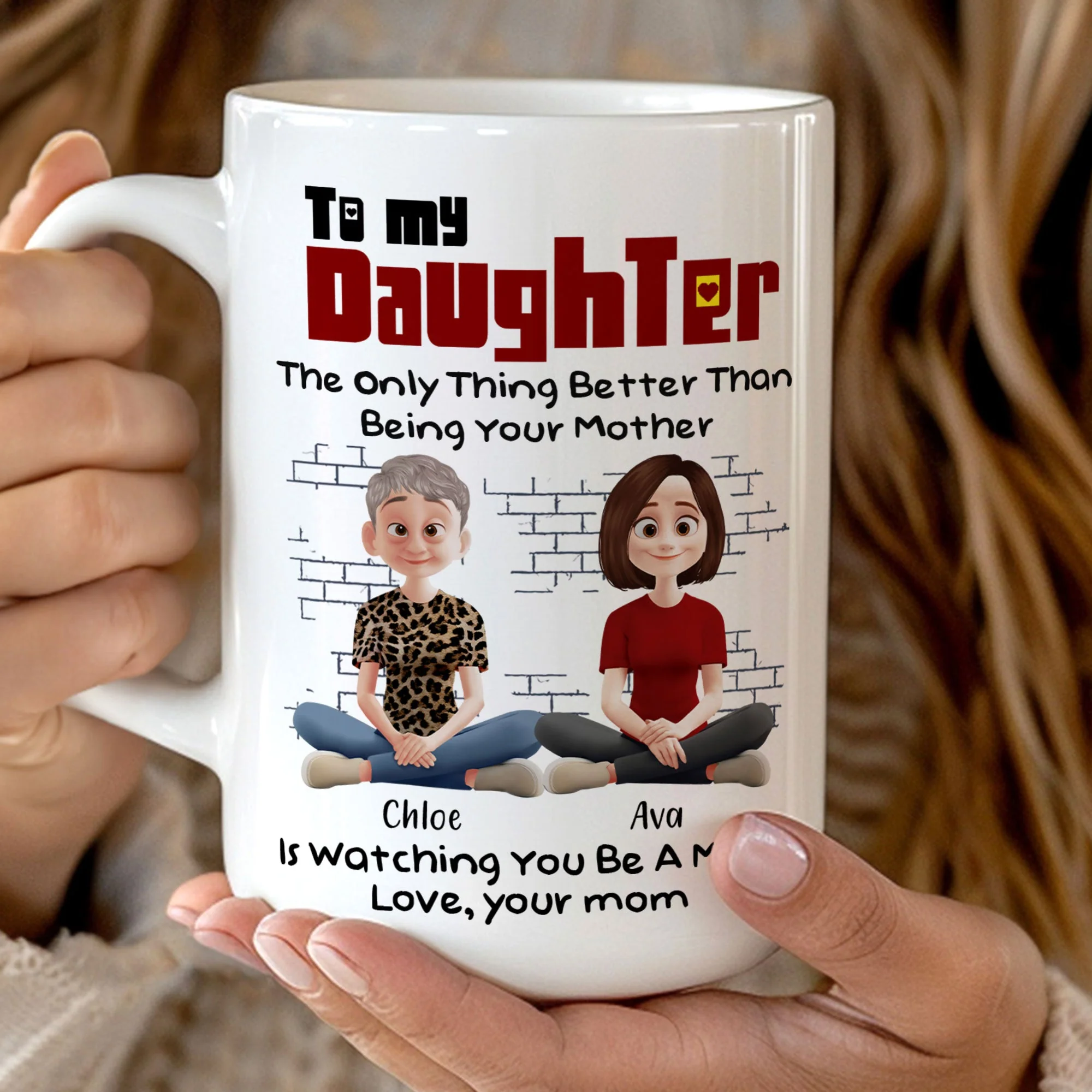 To My Daughter – Personalized White Ceramic Mug with Custom Names, Heartfelt Gift for Mother and Daughter on Special Occasions - Image 10