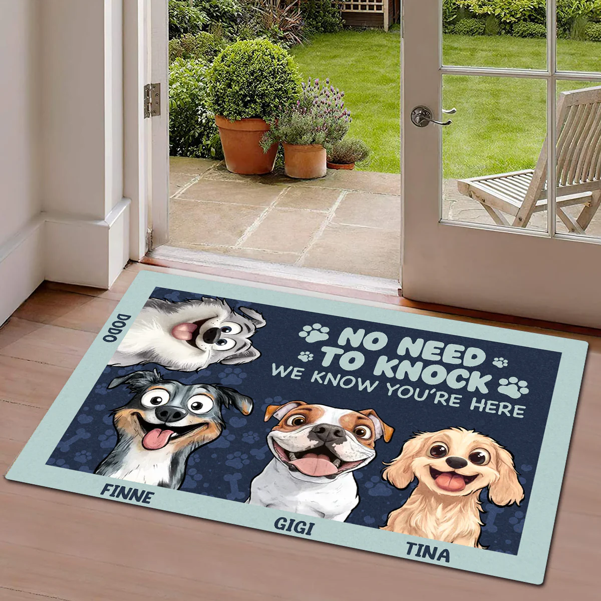 No Need to Knock – Personalized Standard Doormat for Dog Lovers, Custom Names with Fun Pet Designs, Ideal for Home Entrance - Image 7