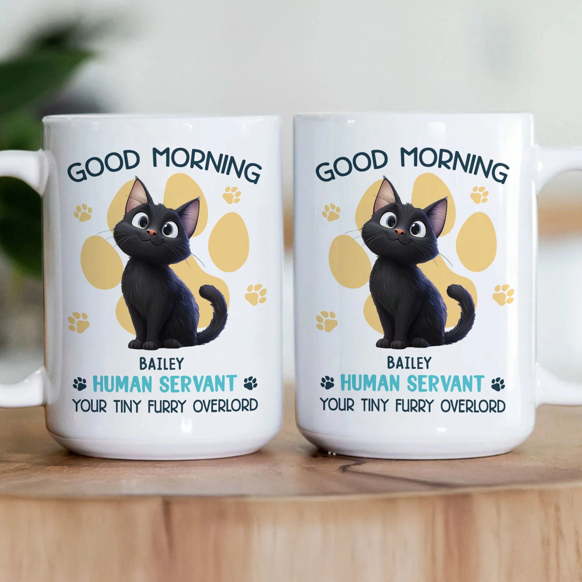 Say Hello to Your Tiny Furry Overlord – Customizable Good Morning Mug for Cat Lovers, Featuring Your Cat’s Name, Great Gift for Cat Owners, Available in White Ceramic Mug or Two-Tone Mug - Image 8