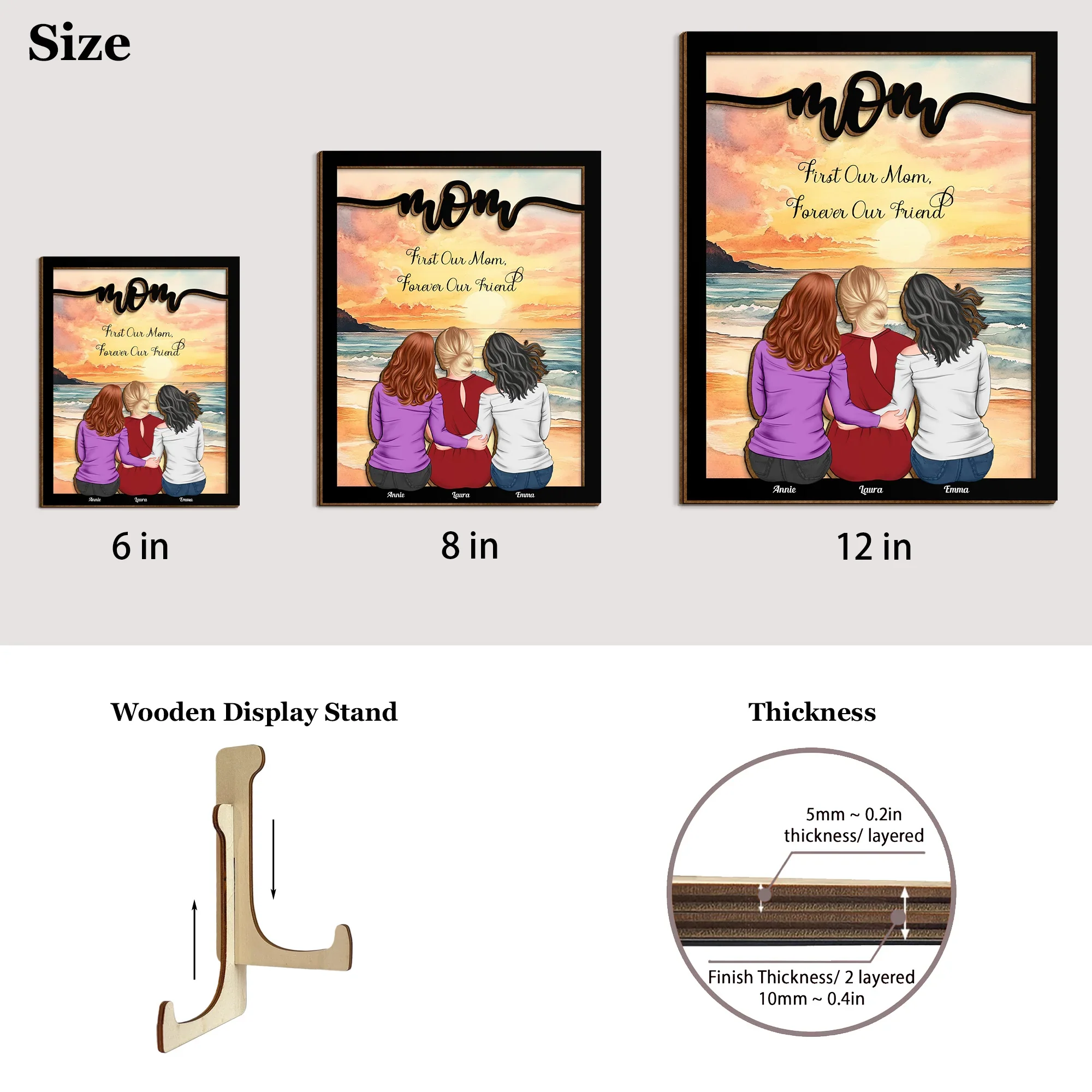 Mother and Daughters Forever Linked Together – Custom Plaque for Family Love and Memories - Image 6