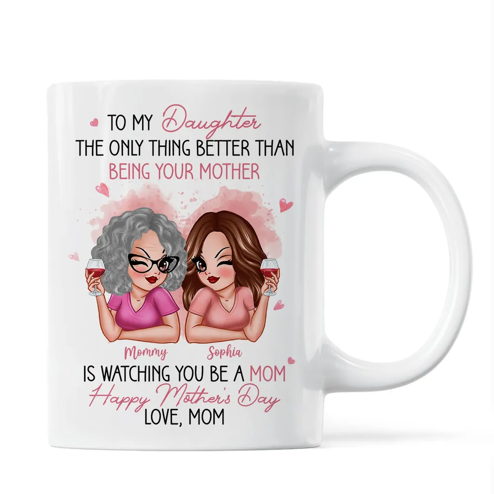 To My Daughter – Personalized Ceramic Mug , Perfect Gift for Mother and Daughter, Featuring a Fun Design with Winking Characters - Image 7