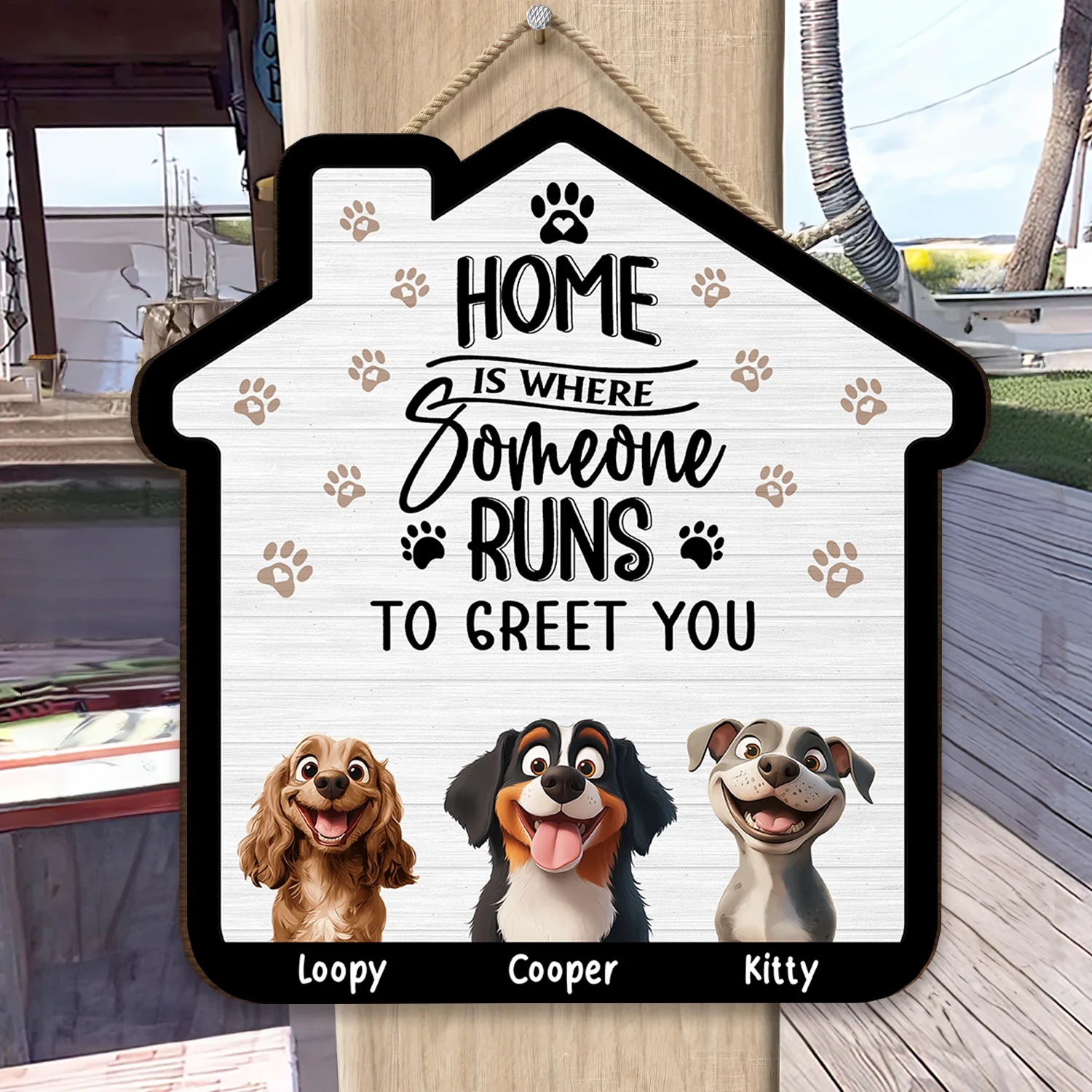 Cute Dog Family Wooden Sign – Perfect Home Decor for Pet Lovers - Image 6