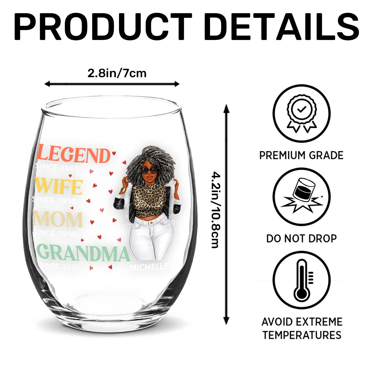 Unique Wine Glass for Her – Custom Design for Wife, Mom, and Grandma to Honor Their Journey - Image 8