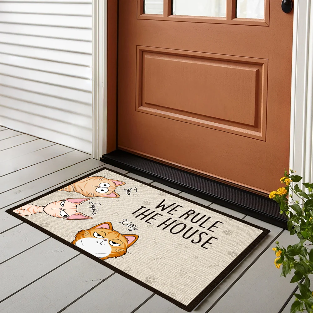 Personalized Cat Doormat - Customizable Doormat with Cartoon Cats - Perfect for Cat Families - Image 3