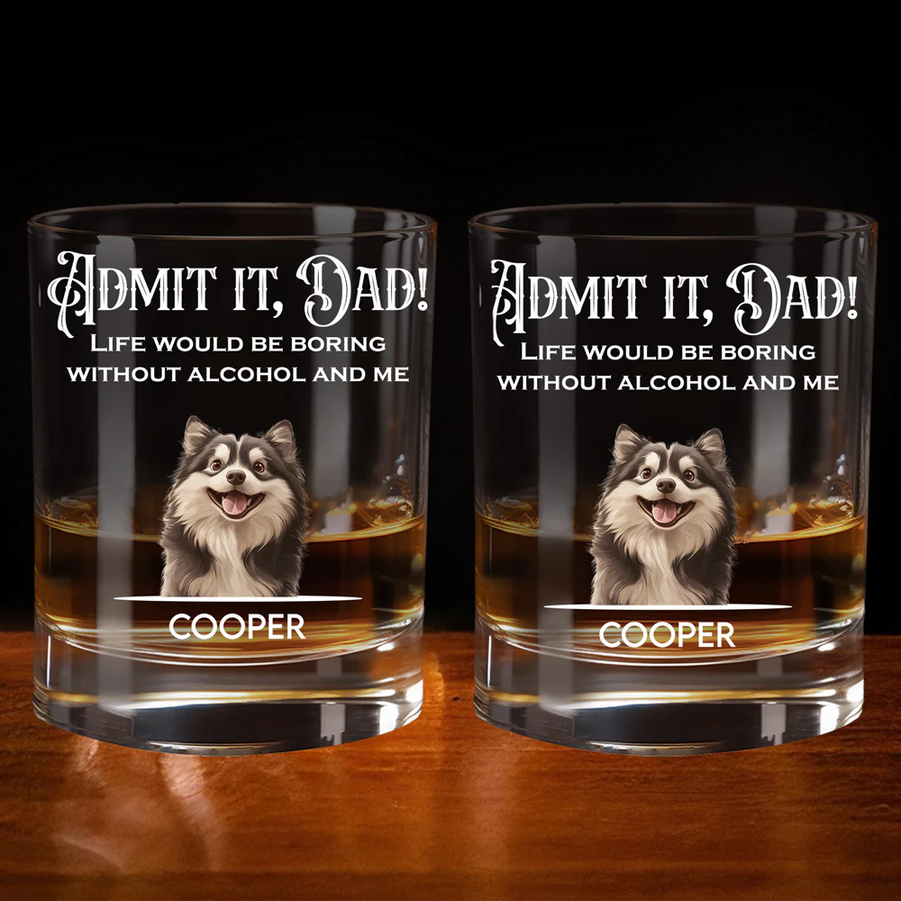 Custom Dog-Design Whiskey Glass for Dad – Personalized Pet Cup Gift - Image 3