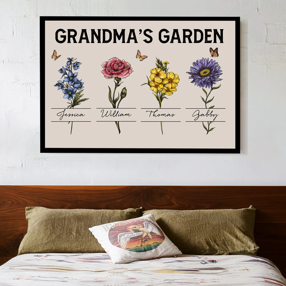 Personalized Grandma Gift - Custom Birth Month Flower Poster - Image 2