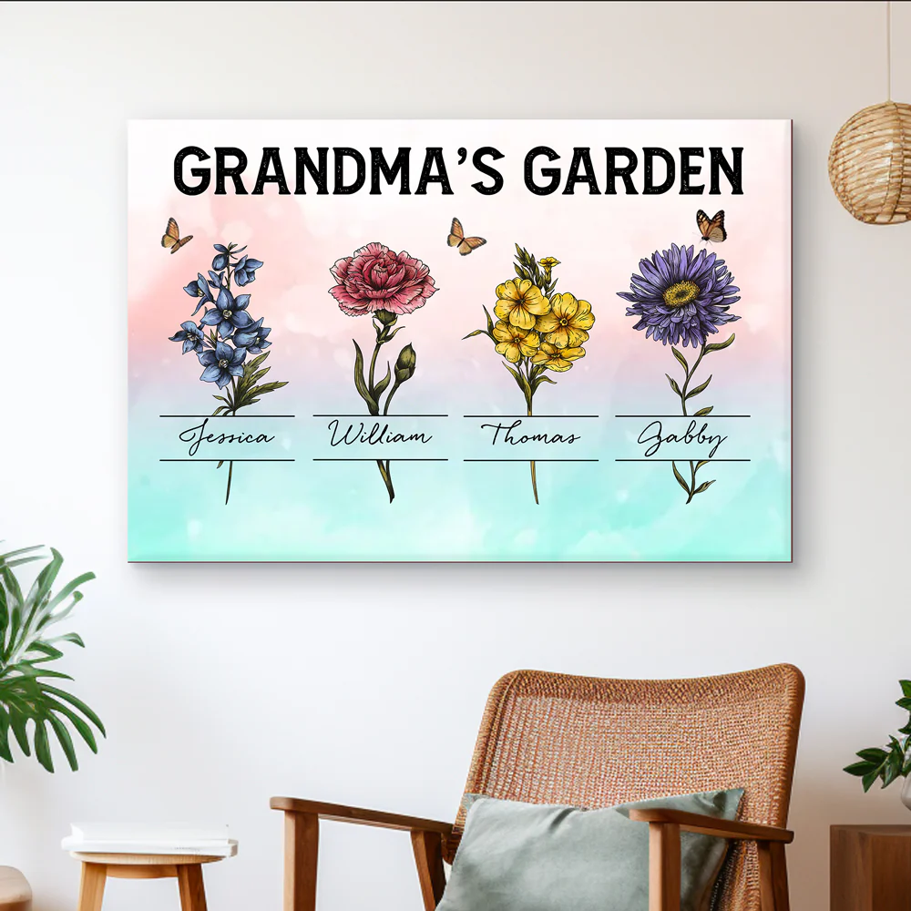 Personalized Grandma Gift - Custom Birth Month Flower Poster - Image 3