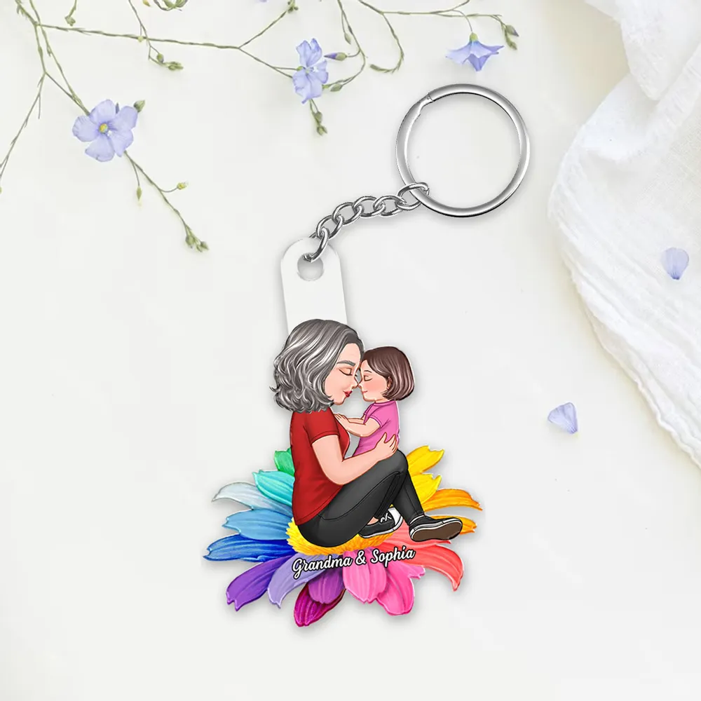 Personalized Grandma Acrylic Keychain with Sunflower Design - Image 8