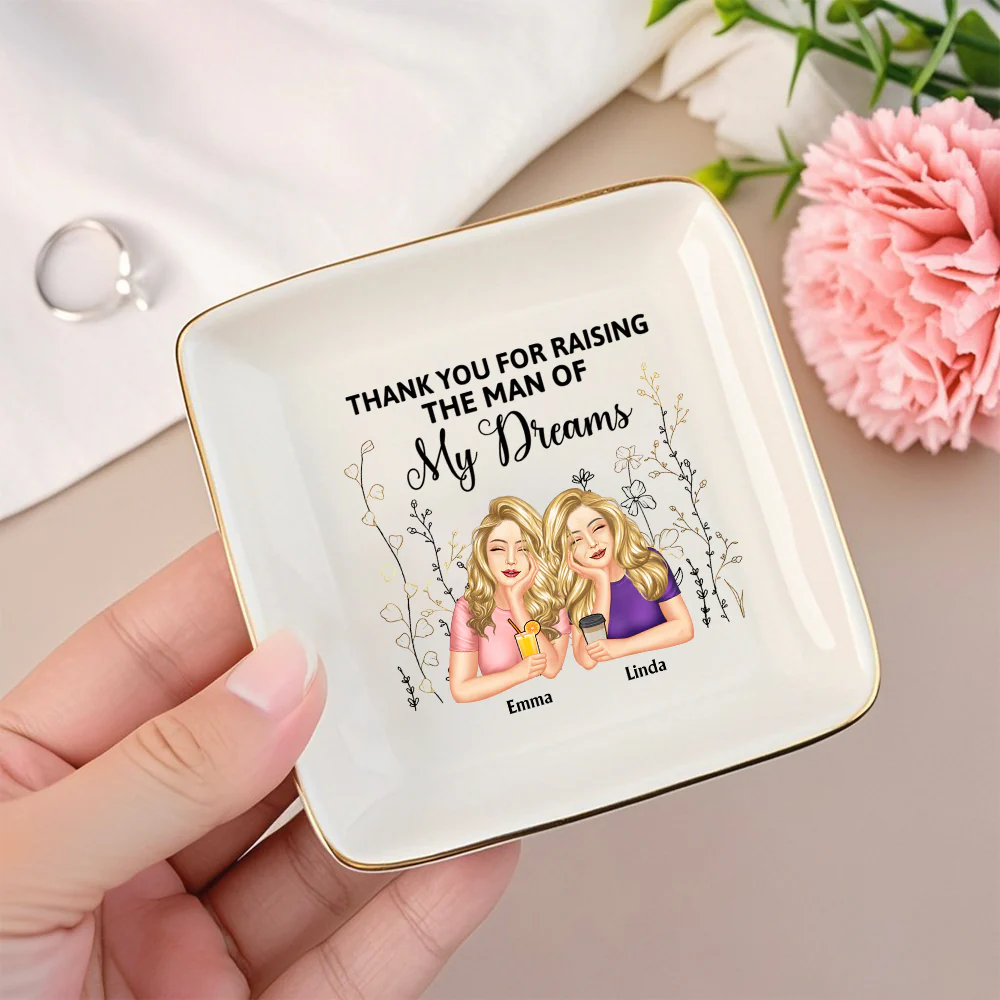 Thank You for Raising Me – Personalized Ceramic Jewelry Dish for Mother with Custom Names, Perfect Gift for Mother’s Day, Birthdays, or Special Occasions - Image 5