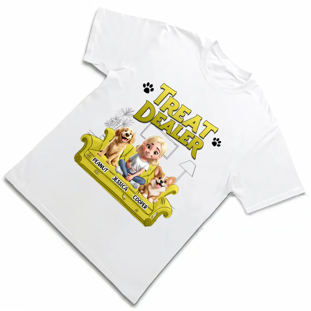 Treat Dealer – Funny Personalized Dog Lover T-Shirt, Women’s Tee, Sweatshirt and Hoodie – Ideal Gift for Dog Owners and Pet Lovers - Image 3