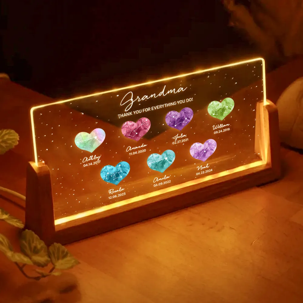 Grandma - A Heartfelt Thank You – LED Light Frame with Custom Heart Designs and Family Birthdays – Perfect Personalized Gift for Grandmothers - Image 8