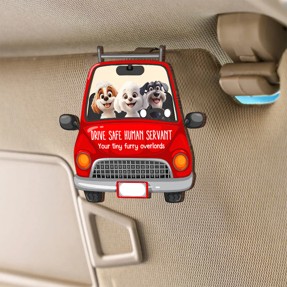 Personalized Dog Car Visor Clip - 'Drive Safe' Custom Pet Illustration Gift - Image 2